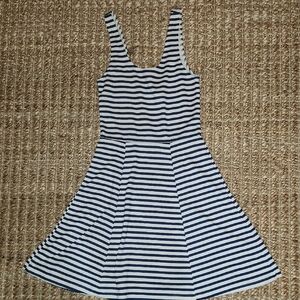 H&M Navy and White Striped Midi Dress